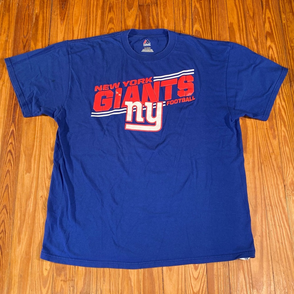 Majestic New York Giants Football Short Sleeve Shirt XL Blue/Red